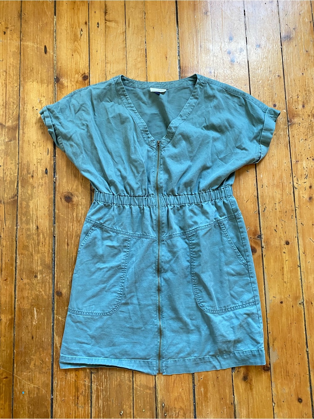 Target Short-Sleeve Zip Front Dress in Dusty Green